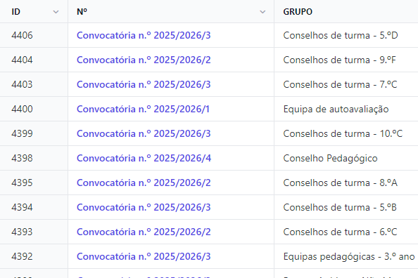 Listagem de convocatórias