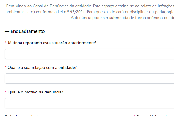 Submissão de denúncia