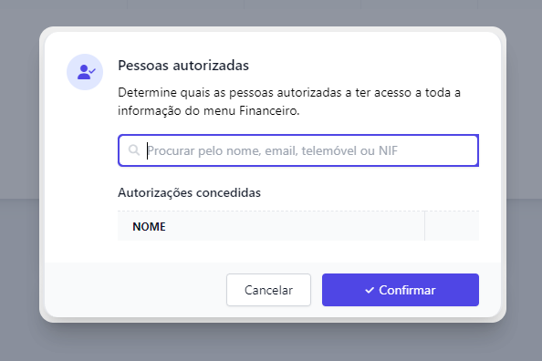 Permissões de utilizadores