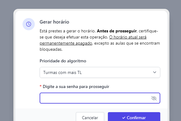 Algoritmo de gerar horário